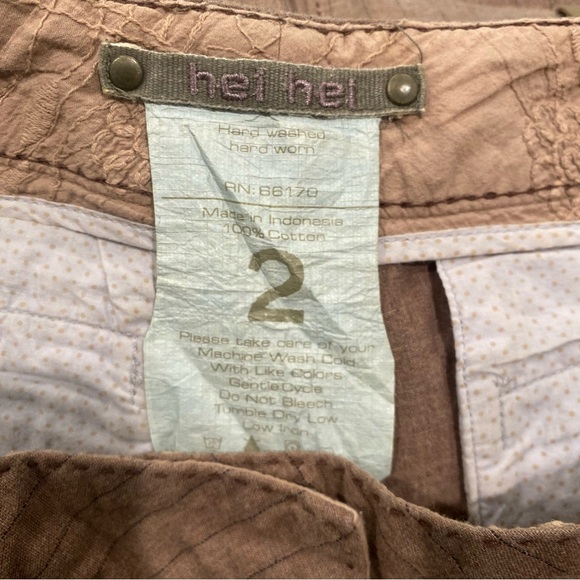 ANTHROPOLOGE HEI HEI BROWN PIN STRIPE WISE LEG TROUSER PANTS 100% COTTON SIZE 2 - Picture 4 of 4